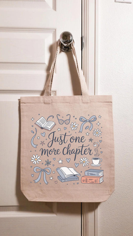 One More Chapter Tote Bag, Library Tote, Bookish Bag, Reusable Cotton Bag, Reader, Book Store Tote, Bookworm Gift