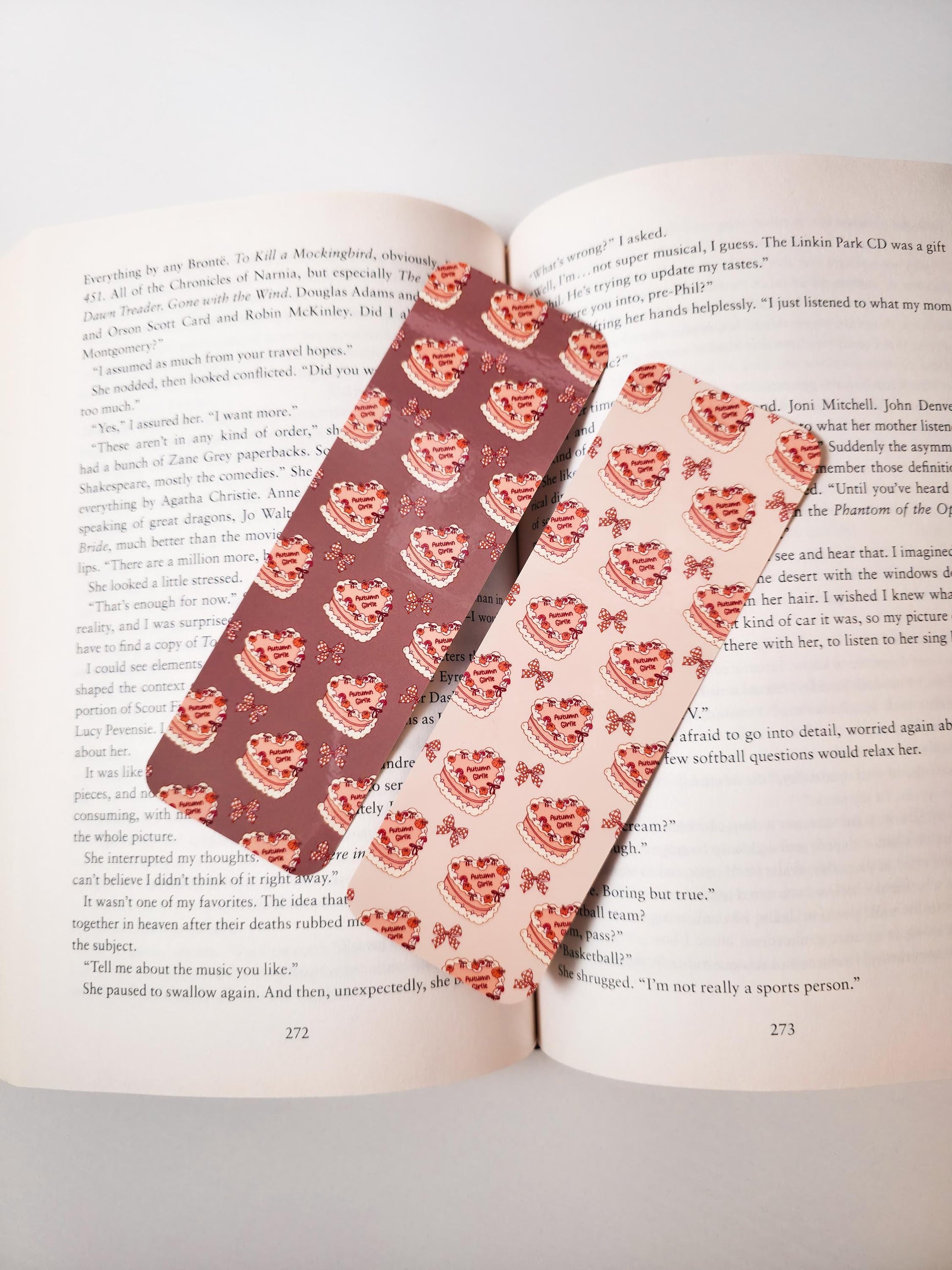 Autumn & Horror Girlie Bookmarks, Double Sided Laminated Paper Bookmark, Halloween Page Marker, Cute Book Accessory, Spooky Bookish Gift