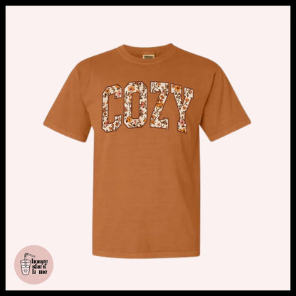 Cozy T-shirt, Autumn Lover Shirt, Cute Casual Soft Cotton Tee, Fall Comfy Top, Autumn Florals, Fall Season Gift