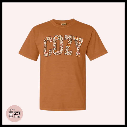 Cozy T-shirt, Autumn Lover Shirt, Cute Casual Soft Cotton Tee, Fall Comfy Top, Autumn Florals, Fall Season Gift