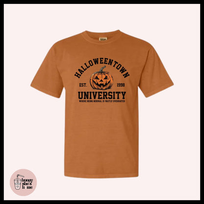 Halloween University T-shirt, 90's Movie Shirt, Casual Soft Cotton Tee, Vintage Town Comfy Top, Nostalgic City, Spooky Fall Season Gift