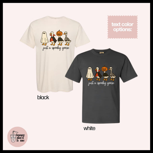 Just A Spooky Goose T-shirt, Halloween Animal Lover Shirt, Cute Casual Soft Cotton Tee, Fall Comfy Top, Farm Animals, Spooky Season Gift