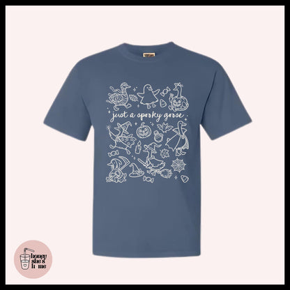 Spooky Goose Doodles T-shirt, Halloween Animal Lover Shirt, Cute Casual Soft Cotton Tee, Fall Comfy Top, Farm Animals, Spooky Season Gift