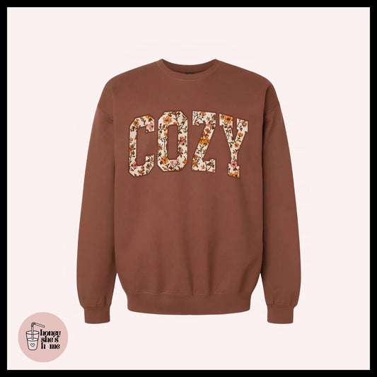 Cozy Crewneck, Autumn Floral Sweater, Cute Fall Leaves Sweatshirt, Comfy Fleece Soft Crew, Fall Seasonal Gift