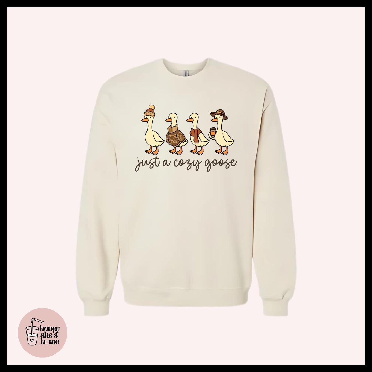 Just A Cozy Goose Crewneck, Autumn Animals Sweater, Cute Falloween Sweatshirt, Comfy Fleece Soft Crew, Fall Seasonal Gift