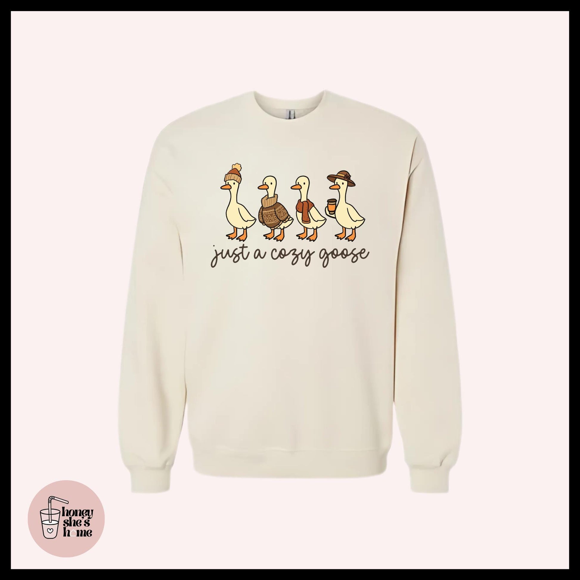 Just A Cozy Goose Crewneck, Autumn Animals Sweater, Cute Falloween Sweatshirt, Comfy Fleece Soft Crew, Fall Seasonal Gift