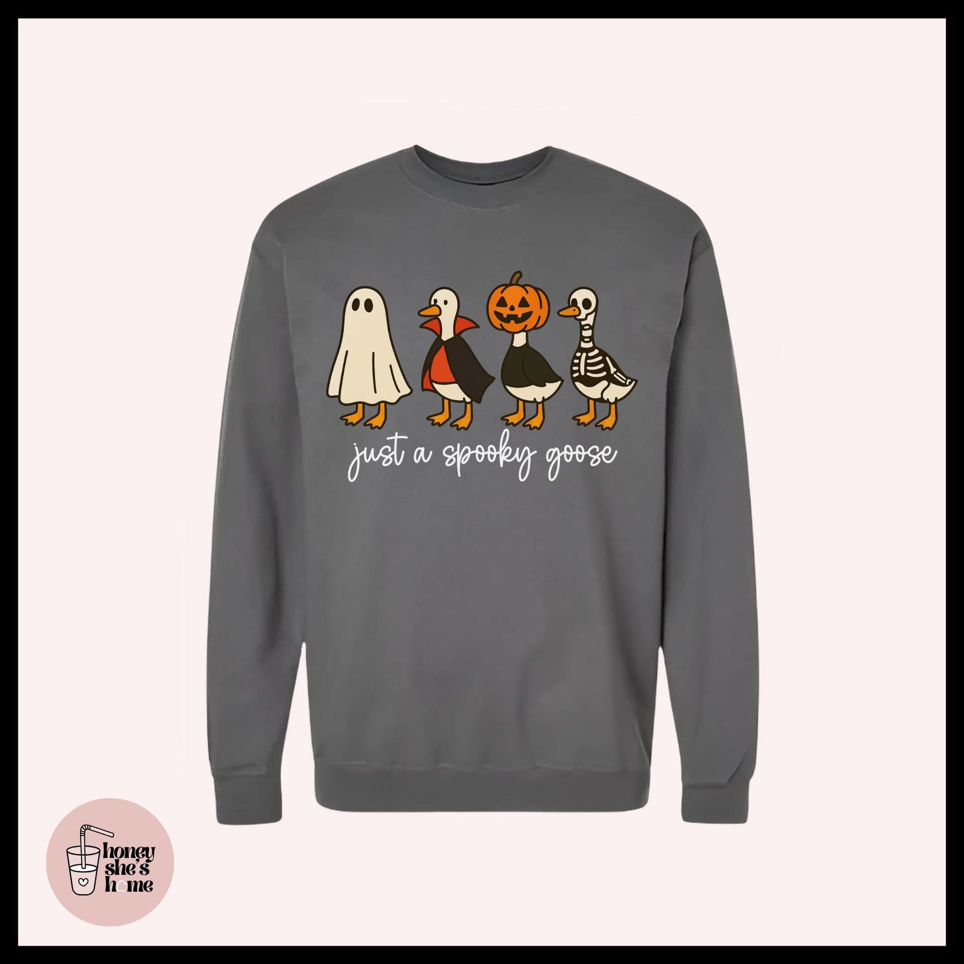 Just A Spooky Goose Crewneck, Halloween Animals Sweater, Cute Falloween Sweatshirt, Comfy Fleece Soft Crew, Spooky Seasonal Gift