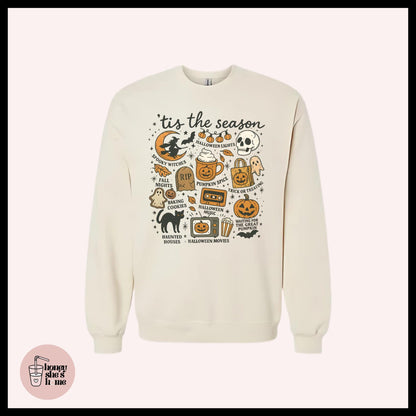 Tis The Season Crewneck, Pumpkin Spice Sweater, Cute Boho Falloween Sweatshirt, Comfy Witchy Fleece Soft Crew, Spooky Seasonal Gift