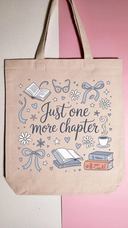 One More Chapter Tote Bag, Library Tote, Bookish Bag, Reusable Cotton Bag, Reader, Book Store Tote, Bookworm Gift