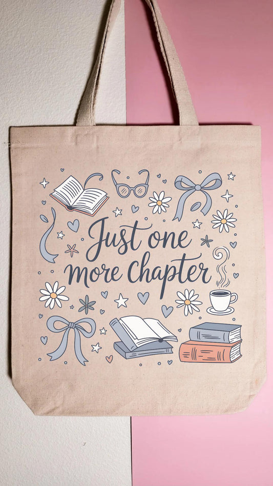 One More Chapter Tote Bag, Library Tote, Bookish Bag, Reusable Cotton Bag, Reader, Book Store Tote, Bookworm Gift
