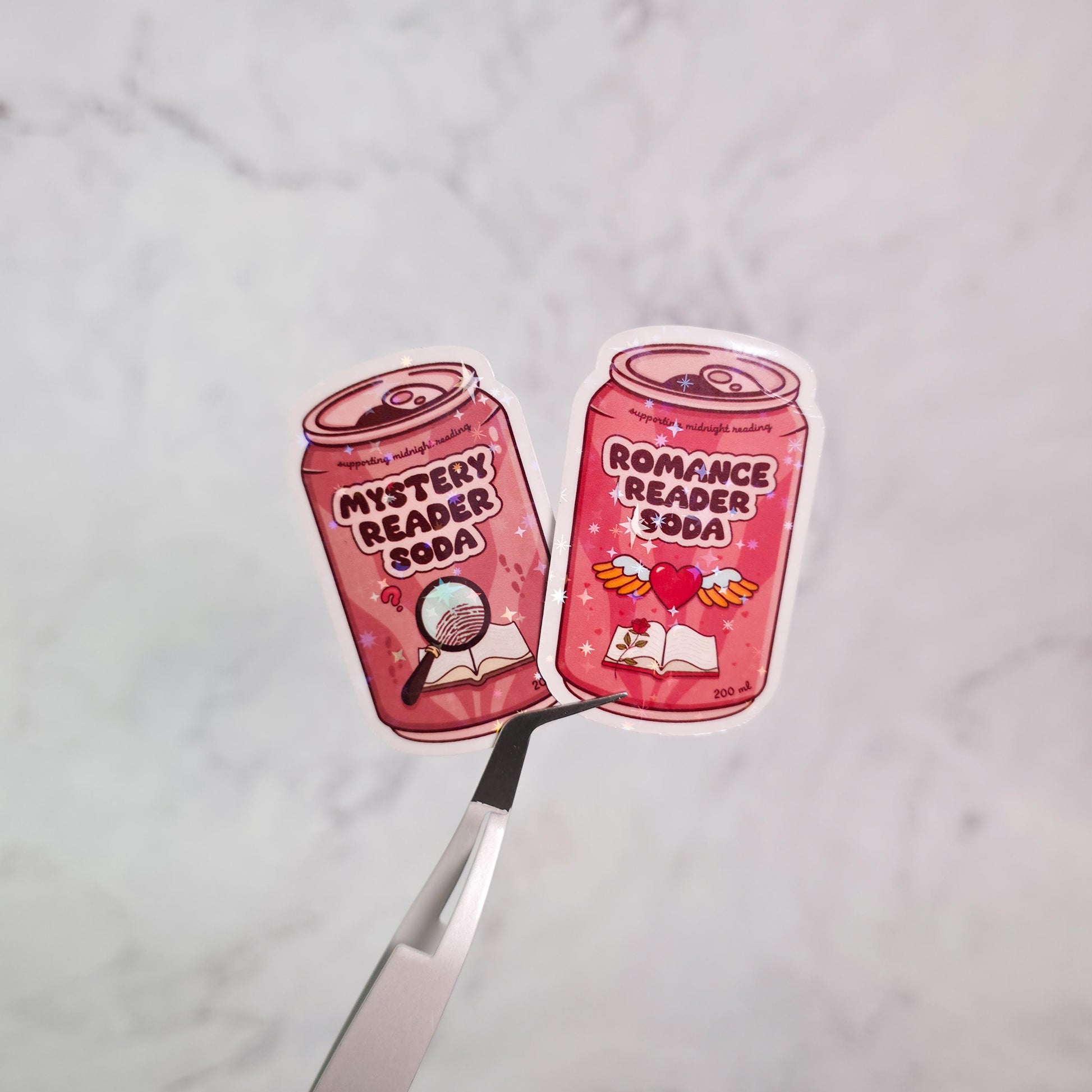 Bookish Soda Holographic Sticker Set, Favorite Tropes, Reading Genres, Soda Pop Lover, Water Resistant Decal, Kindle Sticker, Bookworm Gift