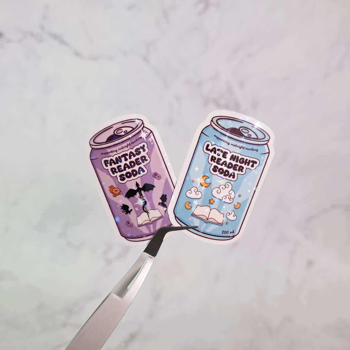 Bookish Soda Holographic Sticker Set, Favorite Tropes, Reading Genres, Soda Pop Lover, Water Resistant Decal, Kindle Sticker, Bookworm Gift