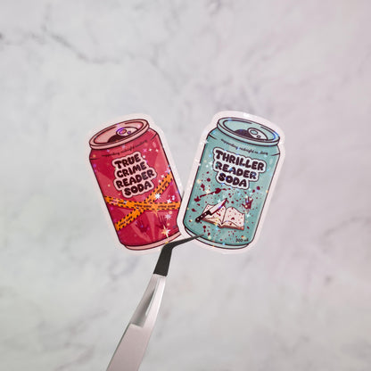 Bookish Soda Holographic Sticker Set, Favorite Tropes, Reading Genres, Soda Pop Lover, Water Resistant Decal, Kindle Sticker, Bookworm Gift