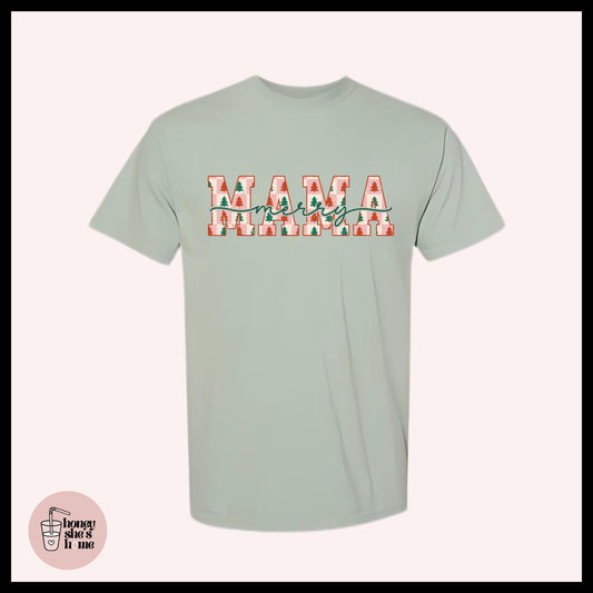 Merry Mama T-shirt: Casual Christmas Cotton Tee