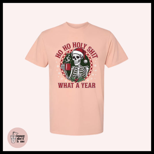 Ho Ho Holy Shit Sarcastic T-Shirt: Funny Snarky Holiday Graphic Tee