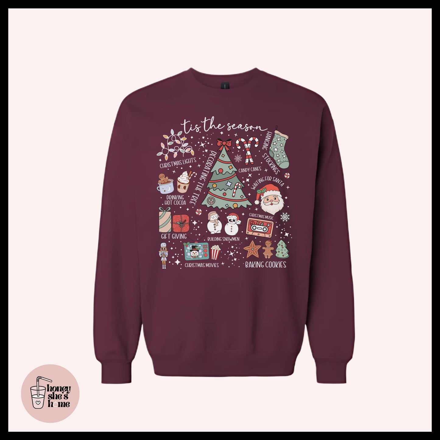 Retro Tis The Season Christmas Crewneck: Cute Holiday Sweatshirt