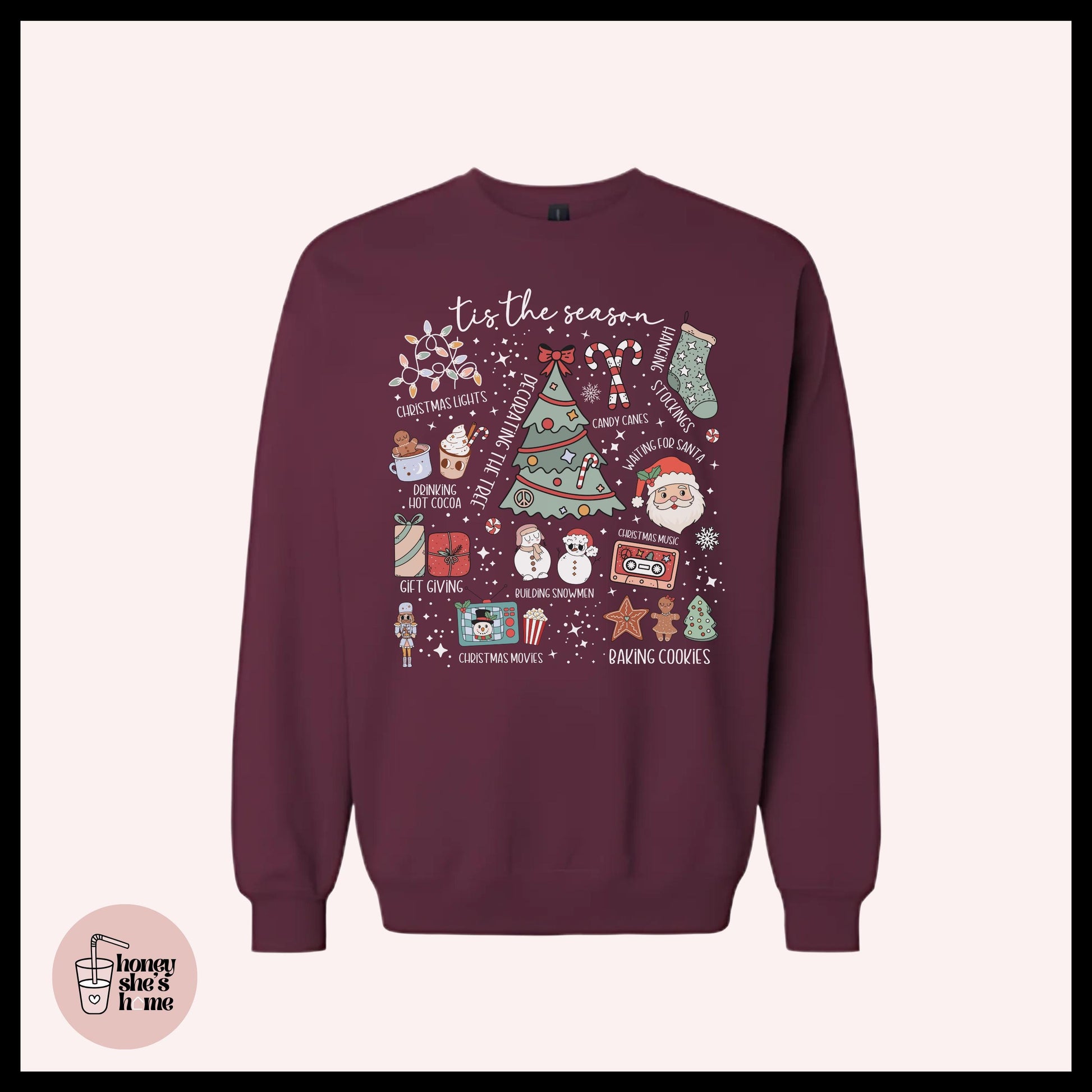 Retro Tis The Season Christmas Crewneck: Cute Holiday Sweatshirt
