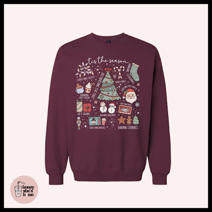Retro Tis The Season Christmas Crewneck: Cute Holiday Sweatshirt