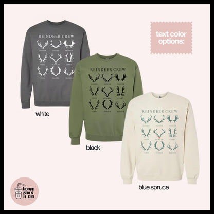 Reindeer Crew Crewneck: Christmas Animals Sweater, Cute Holiday Sweatshirt, Comfy Fleece