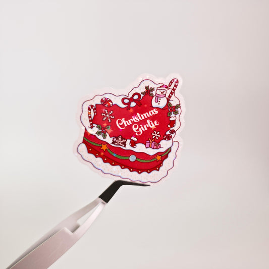 Christmas and Winter Cake Holographic Sticker