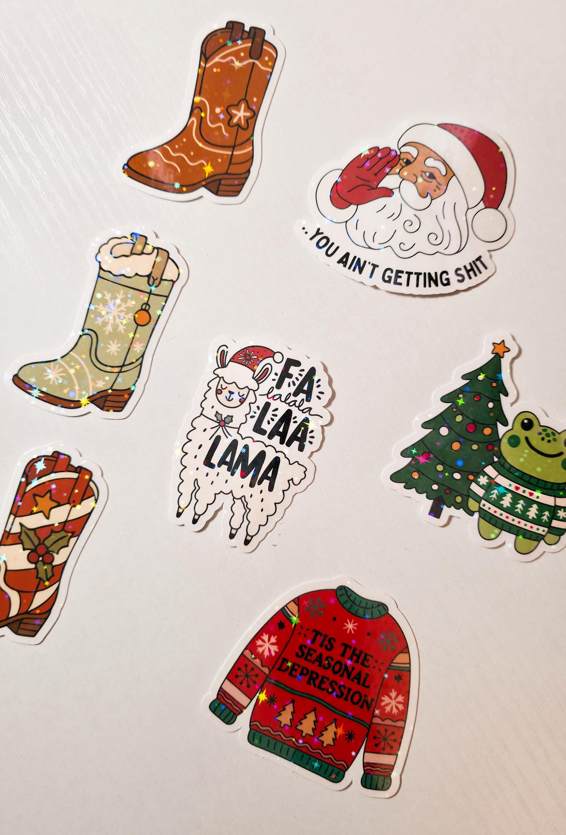 Reindeer Bow Holographic Sticker: Christmas Animal, Cute Coquette