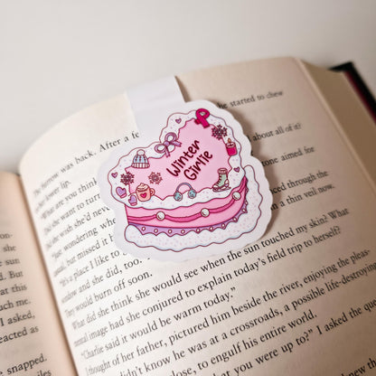 Christmas & Winter Magnetic Bookmarks, Bookish Water Resistant Bookmark, Holiday Page Marker, Trendy Cake Bookworm Gift