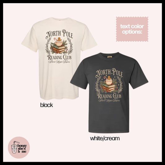 North Pole Book Club Library T-Shirt: Christmas Bookish Soft Cotton Tee