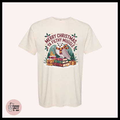 Merry Christmas Owl T-Shirt: Holiday Quote Soft Cotton Tee