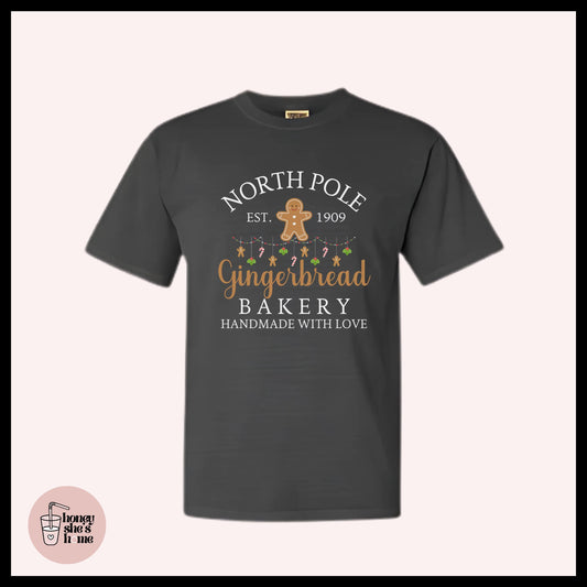 North Pole Gingerbread Bakery T-Shirt: Soft Cotton Tee