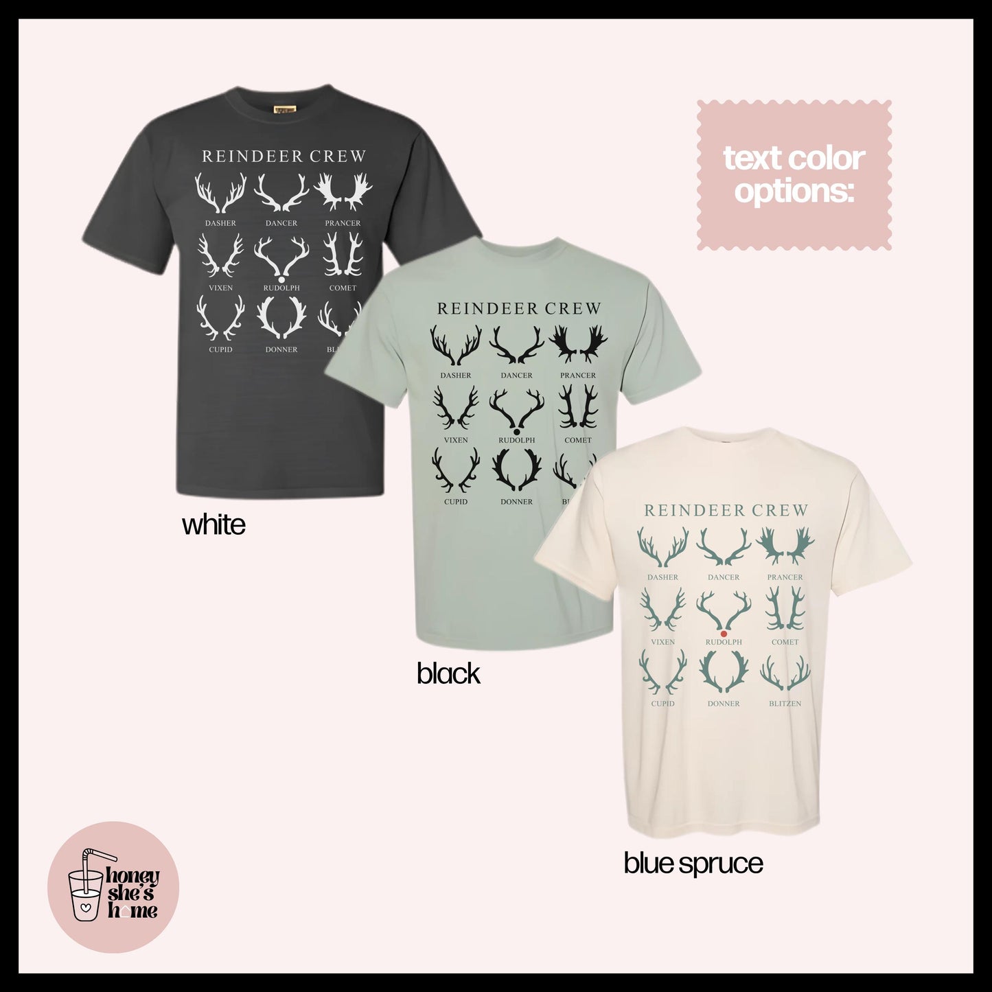 Reindeer Crew T-shirt: Christmas Animal Lover Soft Cotton Tee