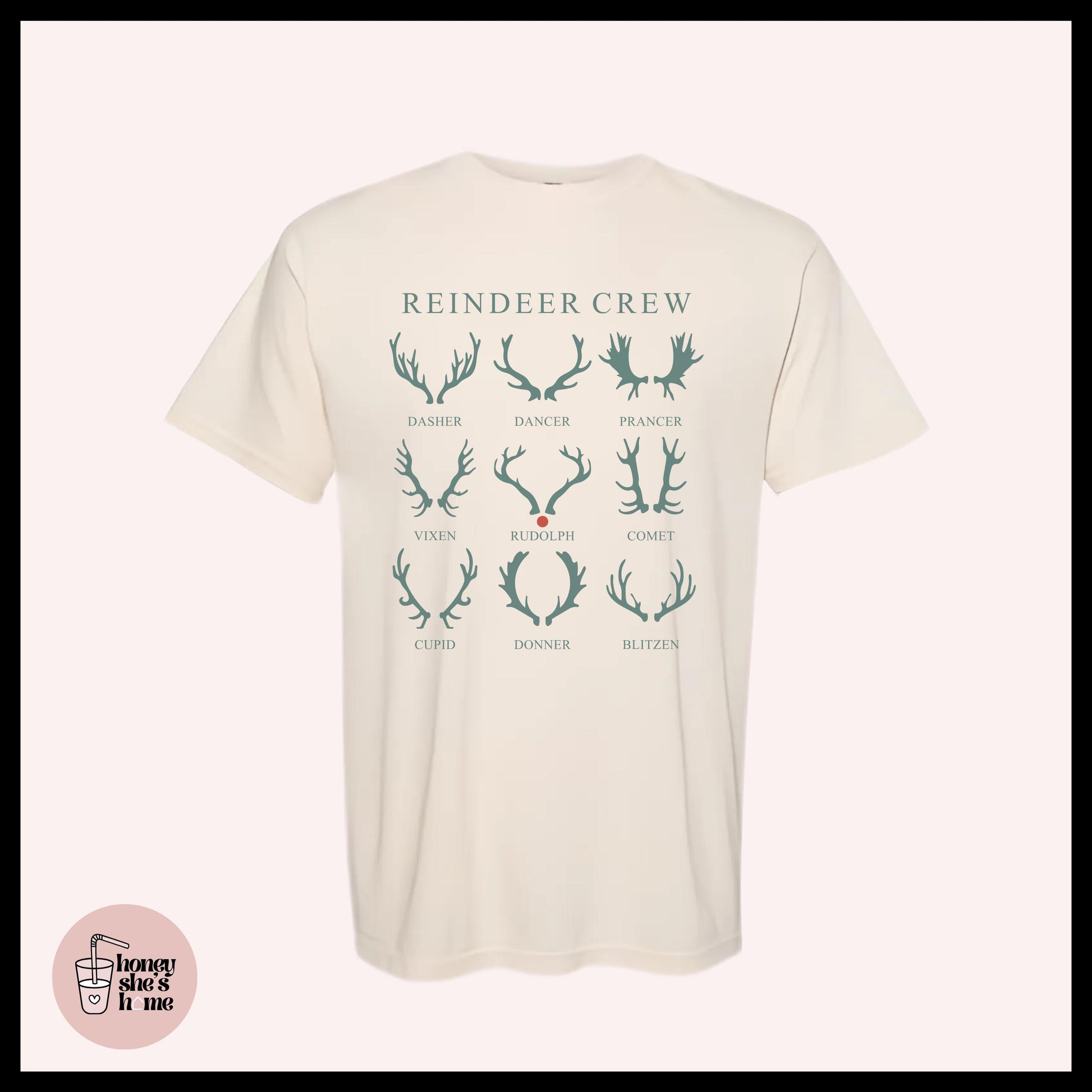 Reindeer Crew T-shirt: Christmas Animal Lover Soft Cotton Tee