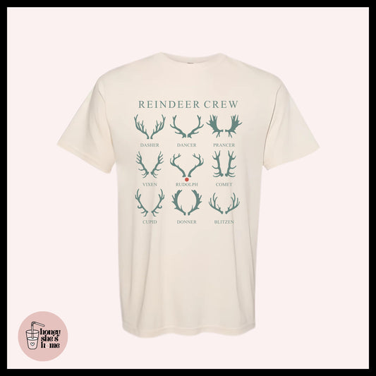 Reindeer Crew T-shirt: Christmas Animal Lover Soft Cotton Tee