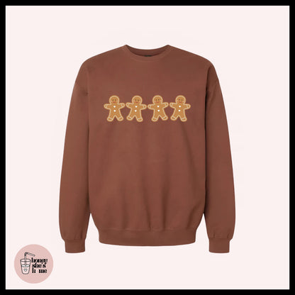 Little Gingerbread Men Crewneck: Holiday Season Fleece Sweatshirt