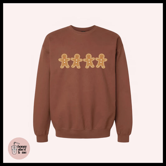 Little Gingerbread Men Crewneck: Holiday Season Fleece Sweatshirt