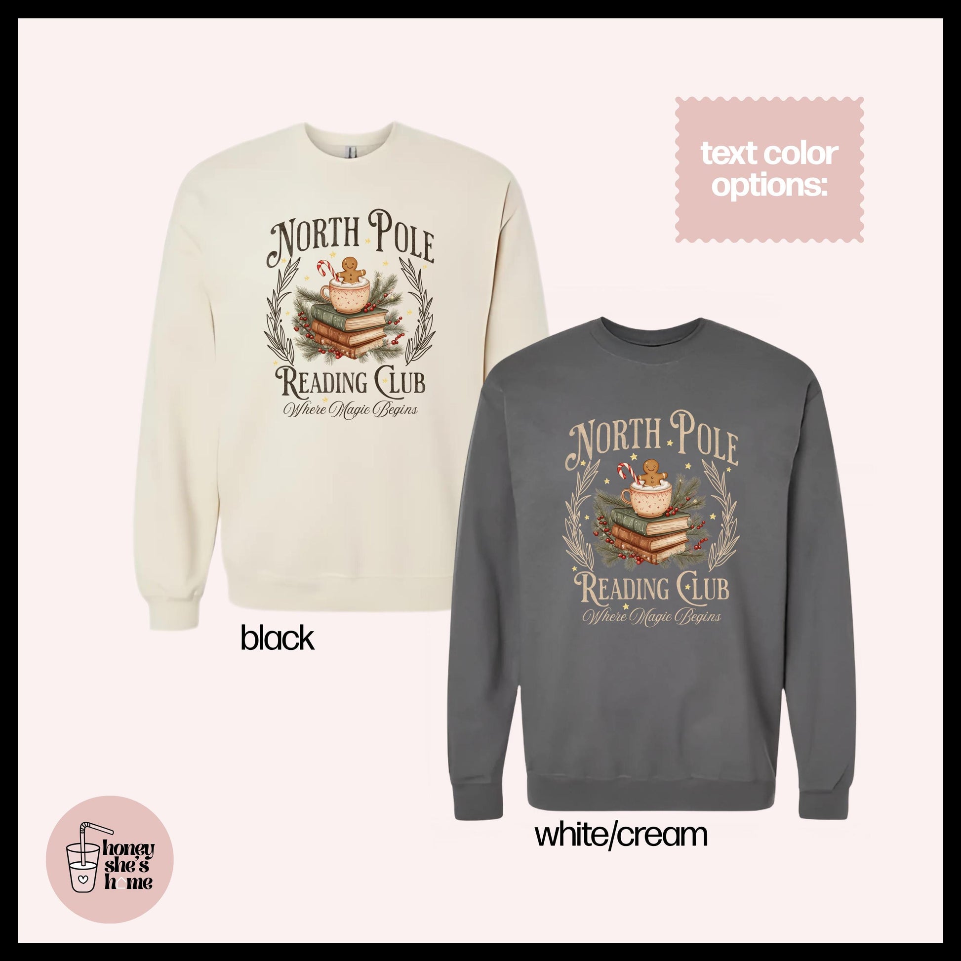 North Pole Book Club Library Crewneck: Bookish Christmas Fleece Sweatshirt