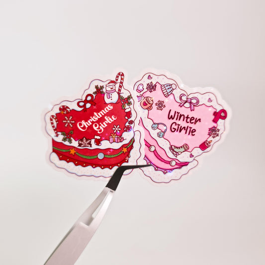 Christmas and Winter Cake Holographic Sticker