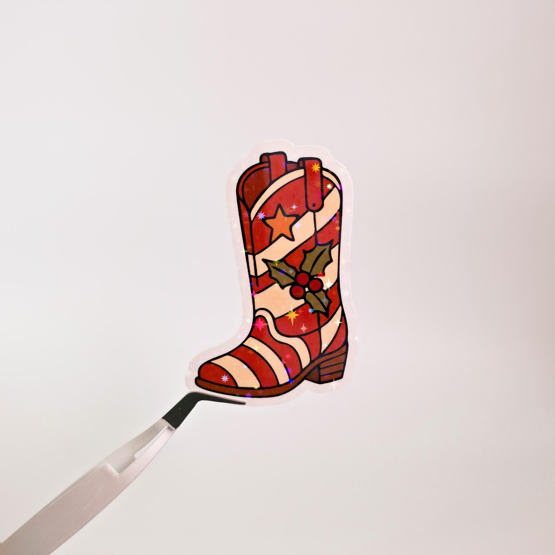 Christmas Boots Holographic Sticker: Holiday Country Life