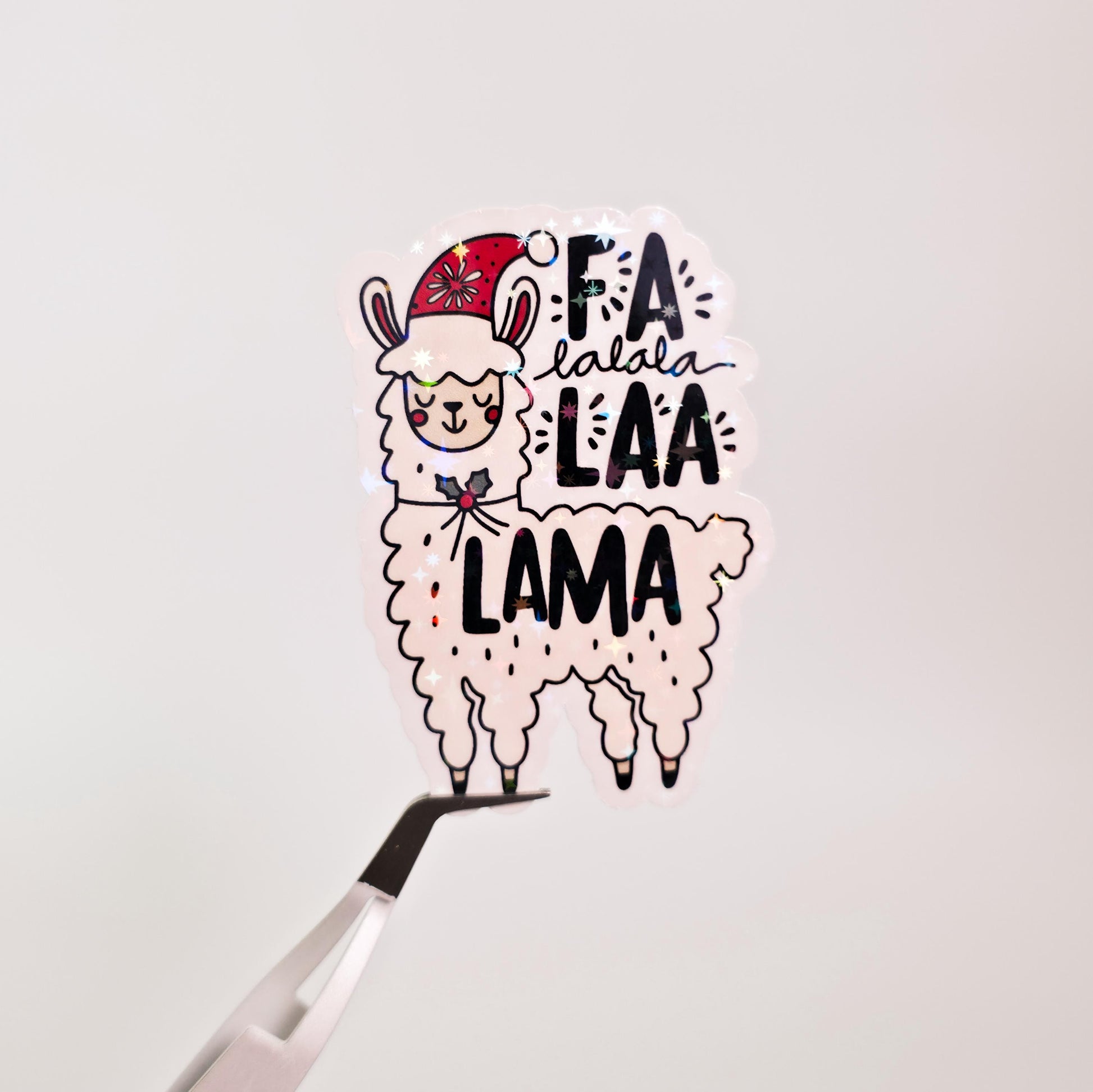 Fa La La La Llama Holographic Sticker: Cute Farm Animal
