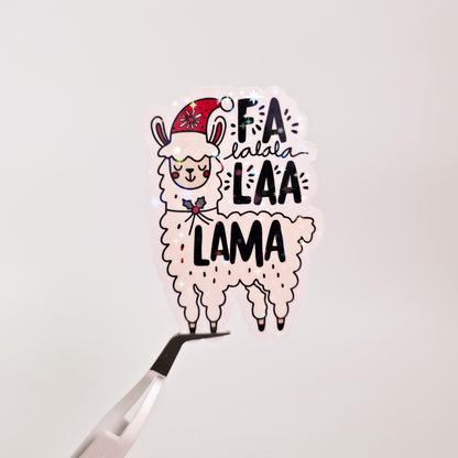 Fa La La La Llama Holographic Sticker: Cute Farm Animal