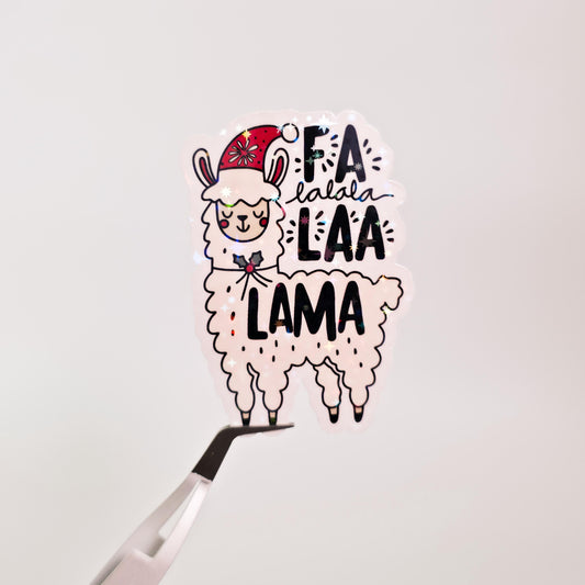 Fa La La La Llama Holographic Sticker: Cute Farm Animal