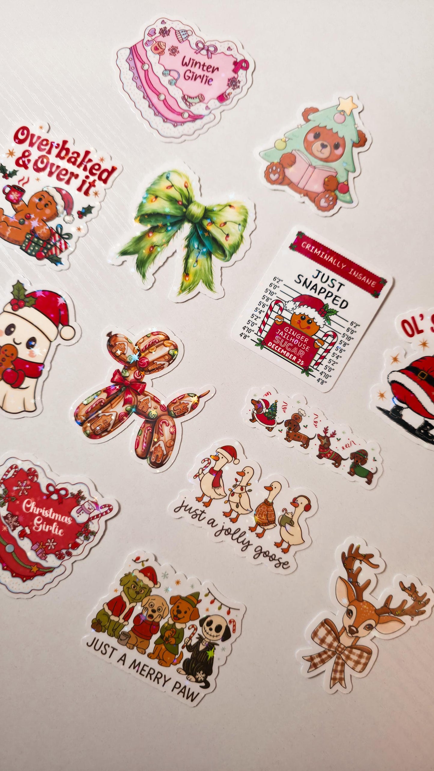 Green Christmas Bow Holographic Sticker: Xmas Lights