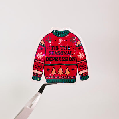 Seasonal Depression Sweater Holographic Sticker