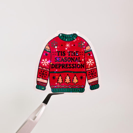 Seasonal Depression Sweater Holographic Sticker