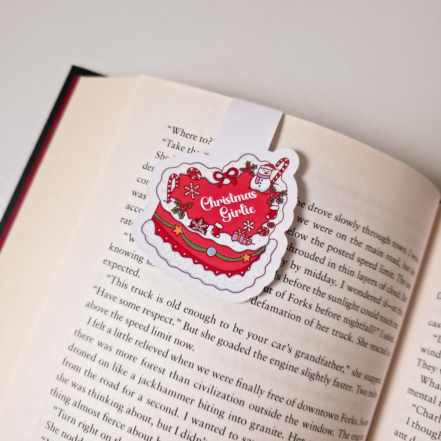 Christmas & Winter Magnetic Bookmarks, Bookish Water Resistant Bookmark, Holiday Page Marker, Trendy Cake Bookworm Gift