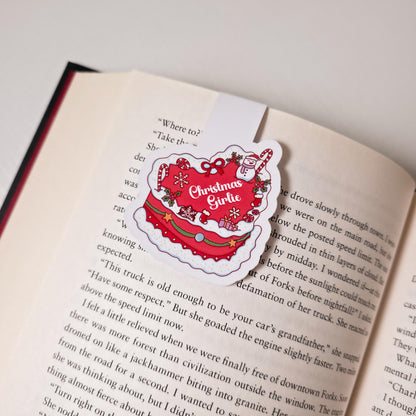 Christmas & Winter Magnetic Bookmarks, Bookish Water Resistant Bookmark, Holiday Page Marker, Trendy Cake Bookworm Gift