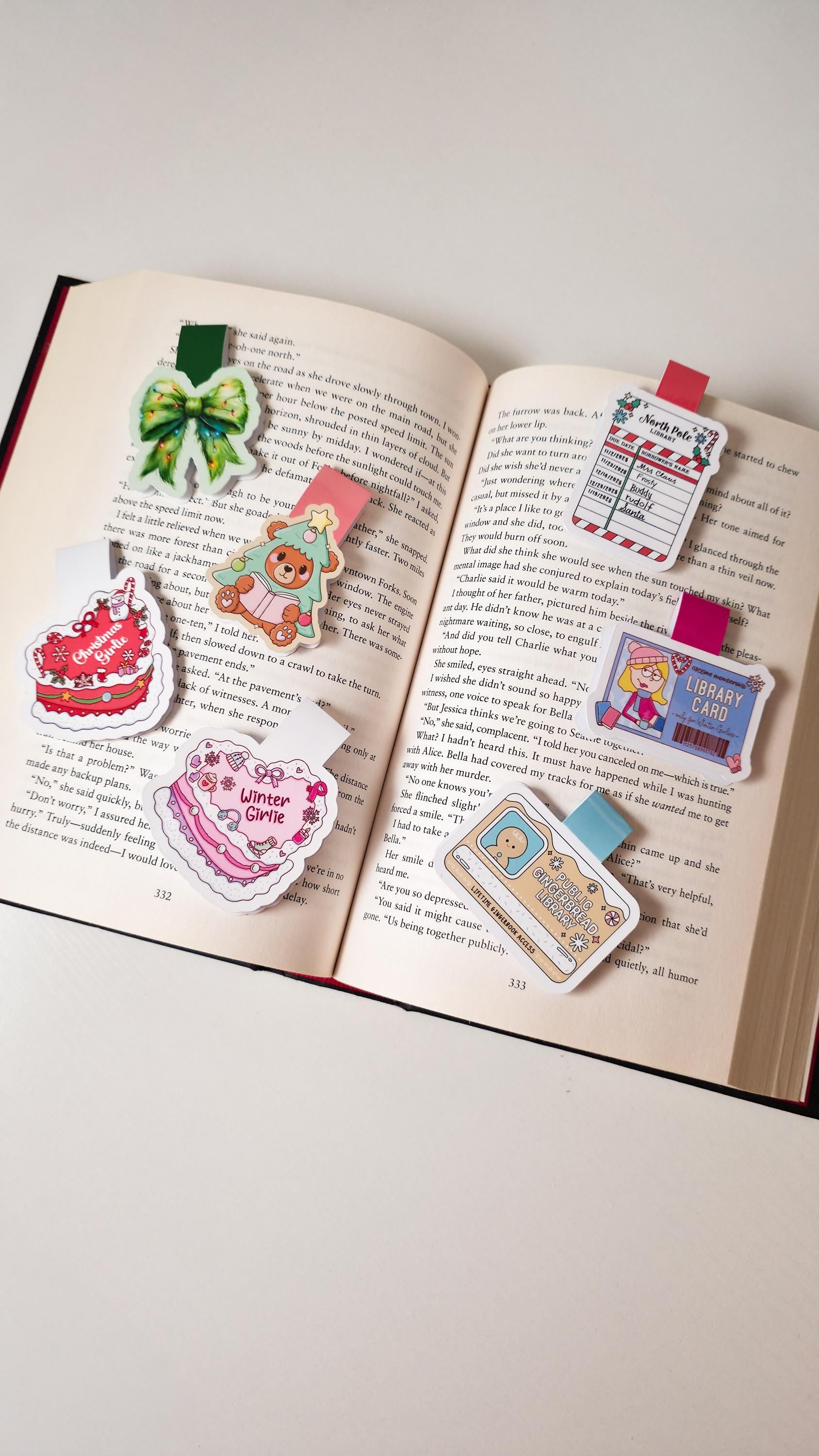 North Pole Library Due Date Card Magnetic Bookmark: Christmas Page Marker