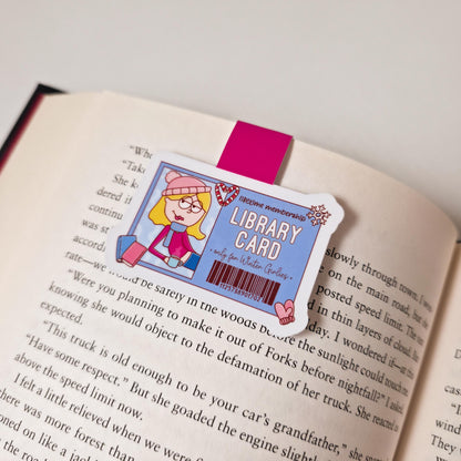 Winter Lizzy Library Card Magnetic Bookmark: Bookworm Gift