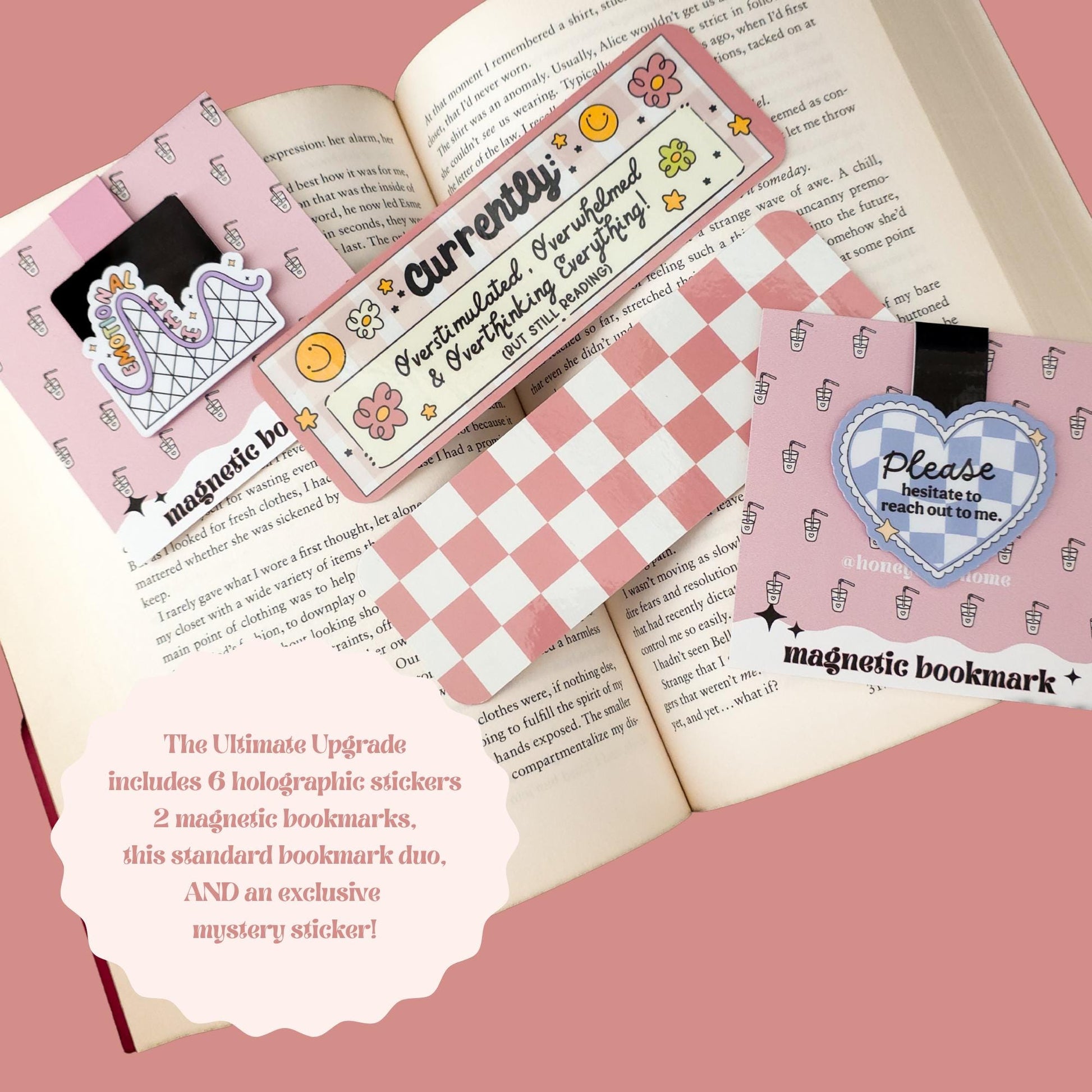 The Burnout Bundle, Overstimulated Mental Health Stickers + Bookmarks, Cozy Bookish Self Care Gift, Funny Sarcastic Sticker Pack