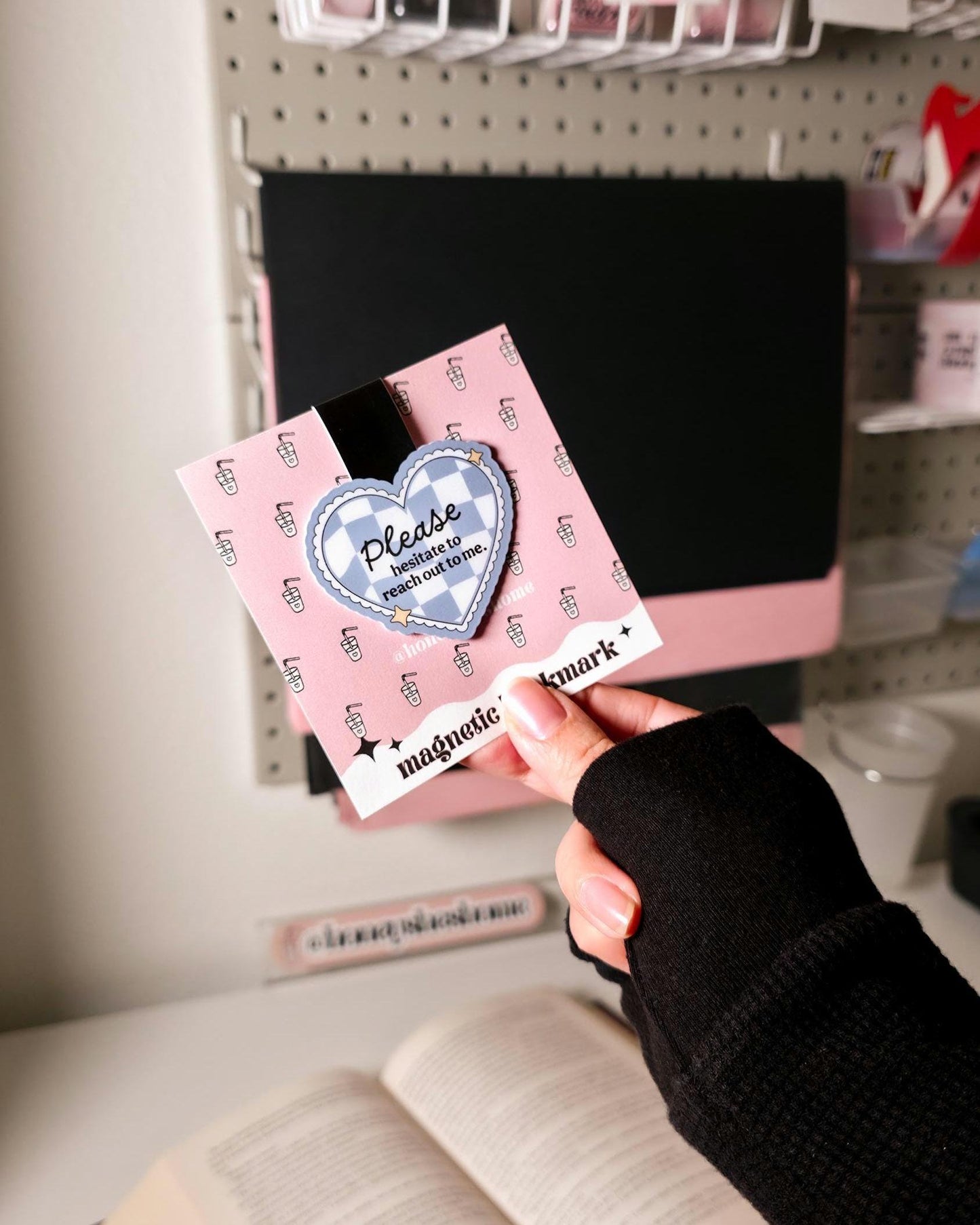 Please Hesitate To Reach Out To Me Magnetic Bookmark: Mental Health, Anxious Girlie Humor