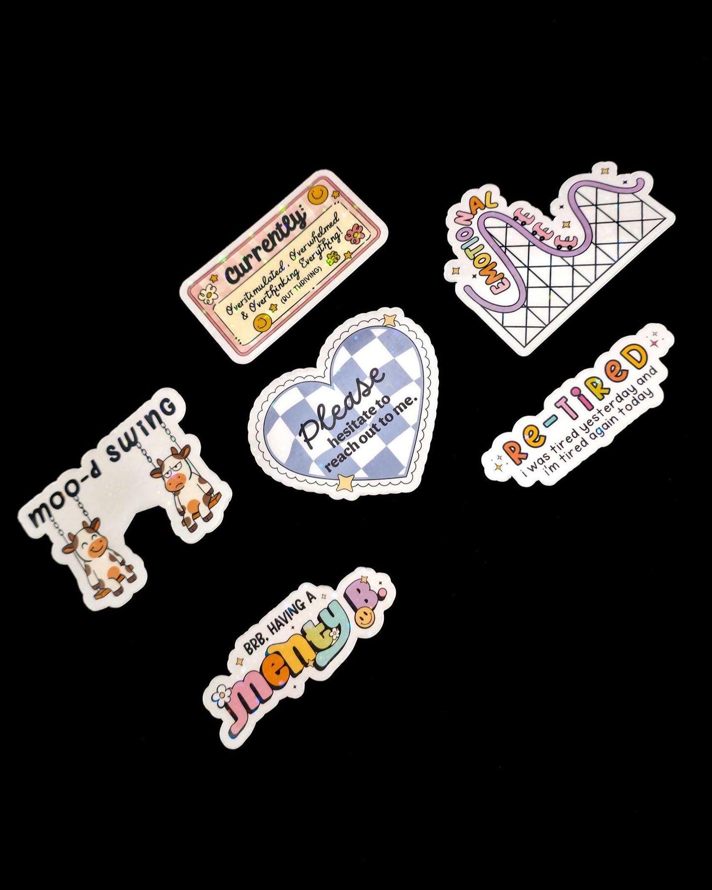 BRB Having A Menty B Holographic Sticker: Water Resistant Laptop Funny Mental Health Decal